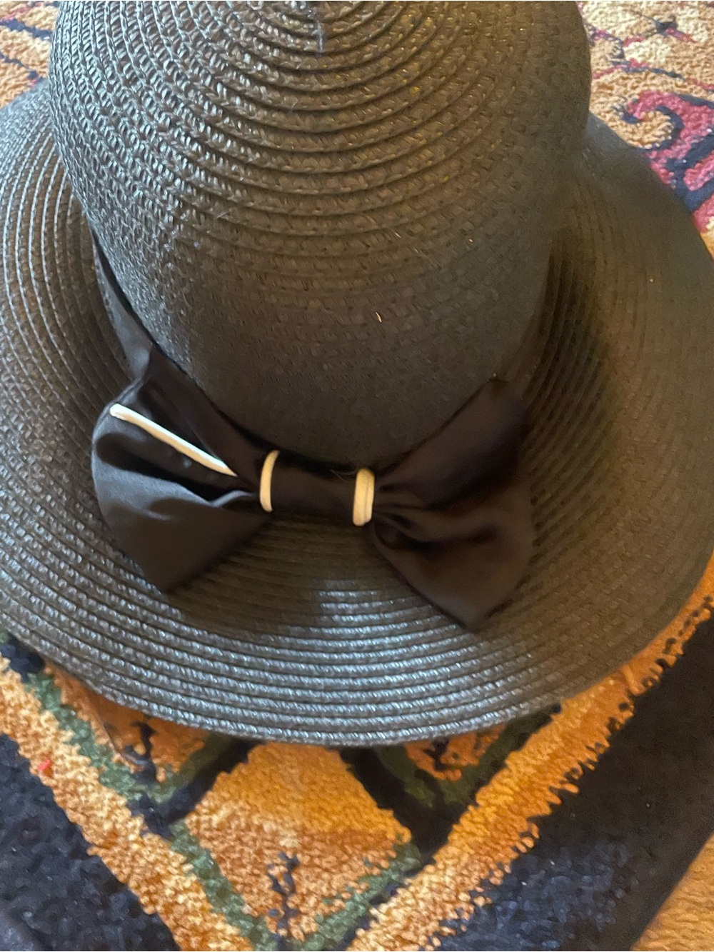 NWOT Classic Black Women's Sun Hat with Bow Accent